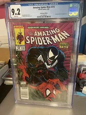 Buy Amazing Spider-Man #316 1989 CGC 9.2 Newsstand MJ Black Cat 1st  Venom Cover • 117.80£