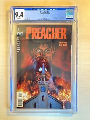 Buy Preacher # 1 CGC 9.4 NM. 1st Print. White Pages. DC/Vertigo 1995 • 119£