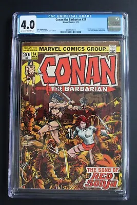 Buy CONAN THE BARBARIAN #24 1st Full RED SONJA 1973 BARRY SMITH Movie TV CGC VG 4.0 • 62.43£