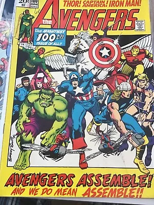 Buy AVENGERS #100_JUNE 1972 Fine Plus _ANNIVERSARY ISSUE_BARRY SMITH_US Cents Copy ! • 120£