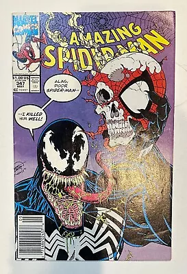 Buy (1991) Amazing Spider-Man #347 Classic Erik Larsen VENOM NEWSSTAND VARIANT Cover • 19.98£