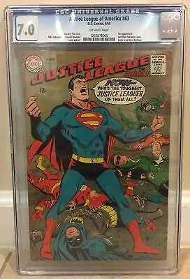 Buy Justice League Of America #63 Cgc 7.0 Key Appearance Last Mike Sekowsky Issue • 90.92£
