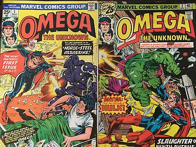 Buy OMEGA The UNKNOWN #1 & #2. Marvel 1976). 1st App. Of Omega. Hulk App. #2 . VG- • 7.91£