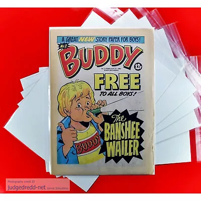 Buy Buddy UK Comic Bags ONLY Size7 Fits A4 And Weekly British Comics Acid-Free X 25 • 13.99£