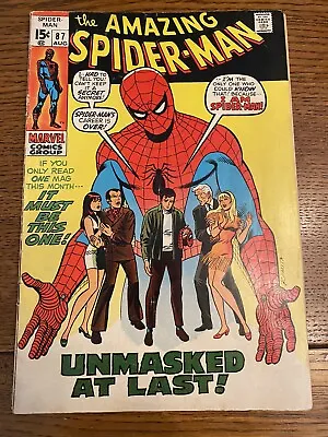 Buy The Amazing Spider-man #87 - Marvel Comics - 1970 - Unmasked At Last • 22.50£
