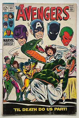 Buy The Avengers #60 -1968 -MARVEL COMICS **MARRIAGE OF WASP AND YELLOWJACKET** • 16.09£