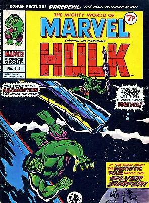 Buy MARVEL Comics INCREDIBLE HULK No. 104, 1974 British Issue COLLECTIBLE • 3.95£