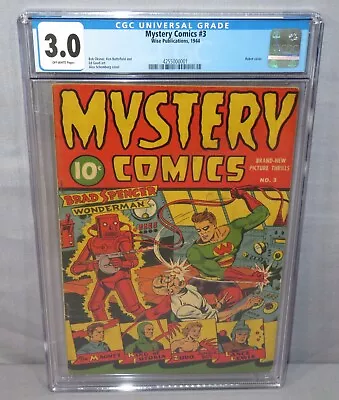 Buy MYSTERY COMICS #3 (Alex Schomburg Robot Cover) CGC 3.0 GD/VG Wise Pub. 1944 • 1,242.77£