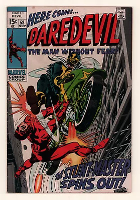 Buy Daredevil #58, GENE COLAN, STUNT MASTER, SIlver Age Marvel 1969 VG • 6.32£