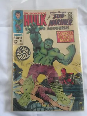 Buy Marvel Comics Incredible Hulk & The Sub-mariner No 95 Tales To Astonish Sept '67 • 23.83£