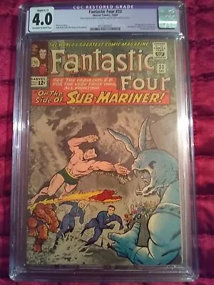 Buy Fantastic Four 33 Cgc 4.0 Small Amount Of Colour Touch On Cover • 350£