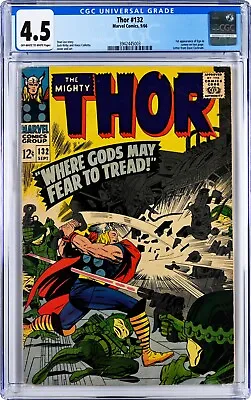 Buy Thor #132 CGC 4.5 (Sep 1966, Marvel) Stan Lee & Jack Kirby, 1st Ego In Cameo • 75.20£