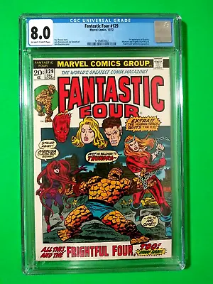 Buy FANTASTIC FOUR # 129 DEC 1972 1st Thundra Frightful 4 CGC Grade 8.0 Marvel Comic • 241.28£