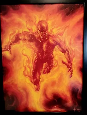 Buy Human Torch Marvel Masterpieces By Joe Jusko 9x12 FRAMED Comics Art Print Poster • 28.55£