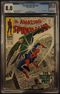 Buy Amazing Spider-man #64 Cgc 8.0 White Pages Marvel Comics September 1968 Vulture • 180.78£