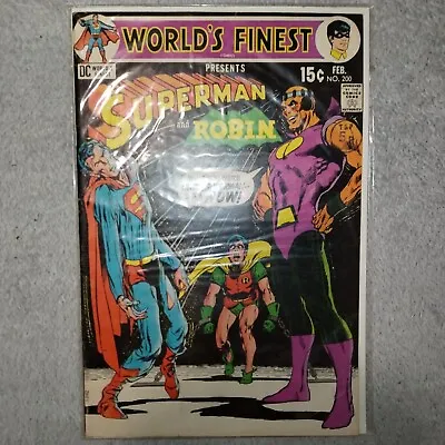 Buy Worlds Finest Comic #200 DC Comics Presents Superman & Robin Neal Adams Feb 1971 • 7.69£