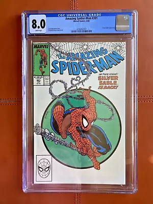Buy Amazing Spider-Man #301 CGC 8.0 WHITE PAGES Todd McFarlane KEY ISSUE! Unpressed! • 60.76£