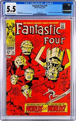 Buy Fantastic Four #75 1968 CGC 5.5 OW/W Crystal Galactus Silver Surfer 4226802010 • 149£