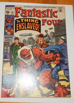 Buy Fantastic Four #91 Marvel Comic 1969 VF Top Staple Pulled On Cover • 19.77£