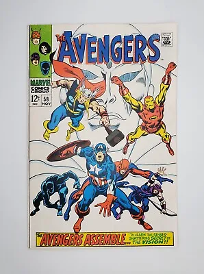 Buy Avengers #58 Marvel 1968 2nd App. Vision! Origin Of Ultron & Vision! Sharp Copy! • 47.32£