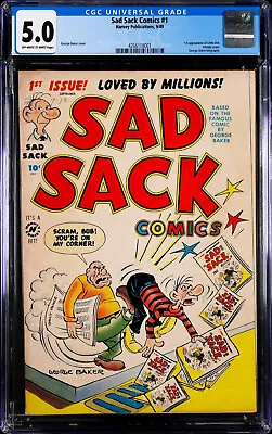 Buy SAD SACK #1 (1949)   CGC VG-F (5.0) Cond.  GEORGE BAKER  KEY:  1st LITTLE DOT • 879.47£