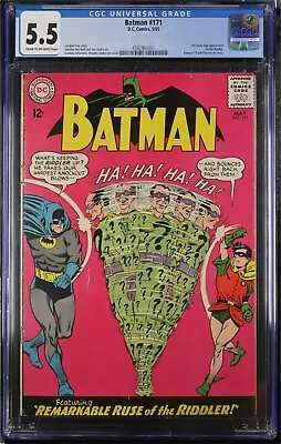 Buy Batman #171 D.C. Comics, 5/65 CGC 5.5 - 1st Appearance Of The Riddle Silver Key • 544.41£