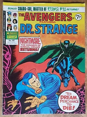 Buy THE AVENGERS #60 DR STRANGE MAGNETO MARVEL COMICS UK 7p 1974 VINTAGE • 14.90£