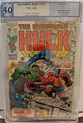 Buy INCREDIBLE HULK 122 Pgx 4.0 Ow/white Pgs Hulk Vs Fantastic Four Herb Trimpe • 55.60£