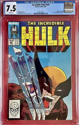 Buy Incredible Hulk #340 CGC 7.5 Classic Iconic McFarlane Wolverine/Hulk Cover • 159.95£