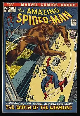 Buy Amazing Spider-Man #110 VF- 7.5 1st Appearance Gibbon! Marvel 1972 • 42.89£