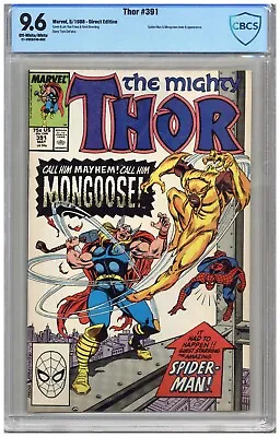 Buy Thor  #391  CBCS  9.6   NM+  Off-white To White Pgs  5/88  Spider-Man & Mongoose • 102.78£