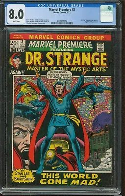 Buy MARVEL PREMIERE #3 DR. STRANGE July 1972 CGC 8.0 White Pages KEY ISSUE ID: G-847 • 80.42£