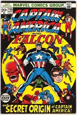 Buy Captain America 155 Vf 8.0 High Grade Origin Red Skull Marvel Bronze 1972 Bin • 39.98£