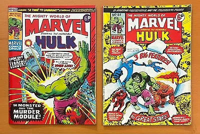 Buy Mighty World Of Marvel #80 & 81. RARE MARVEL UK 1974. 2 X FN+ Bronze Age Comics • 24.95£