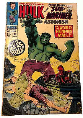 Buy Marvel Comic Book The Incredible Hulk Sub-Mariner #95 September 1967 Original • 7.24£