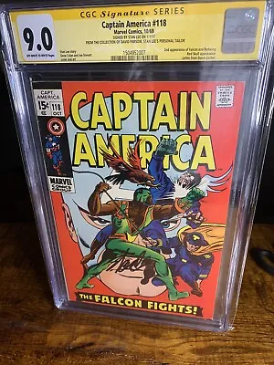 Buy Captain America #118 SS CGC 9.0 2nd Falcon; Signed By Stan Lee! Pedigree! • 985.45£