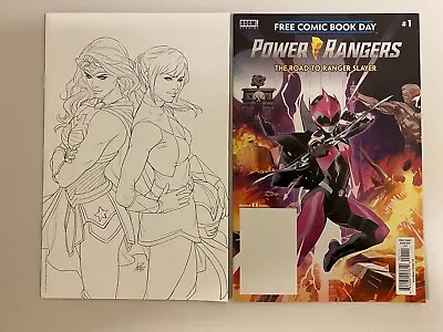Buy Justice League / Power Rangers #1 ~ ARTGERM B&W Sketch + Power Ranger #1 FCBD • 31.14£