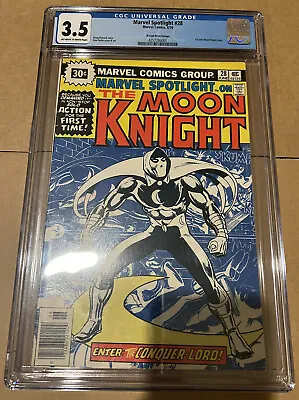 Buy Rare White Pages 30 Cent! Marvel Spotlight #28 CGC 3.5 1st Solo Moon Knight • 241.04£