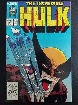Buy Incredible Hulk #340 - 1988 - Wolverine Vs Hulk Classic Cover - Vf 8.0 • 120£