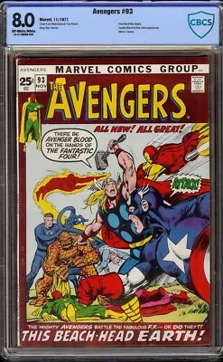 Buy Avengers # 93 CBCS 8.0 OW/W (Marvel, 1971) Classic Avengers Cover • 118.40£