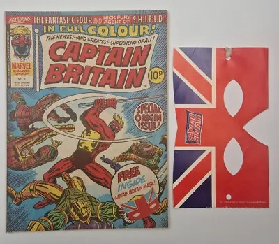 Buy Captain Britain #1 - With Mask - 1st Full App Of Captain Britain UK Marvel 1976 • 118£