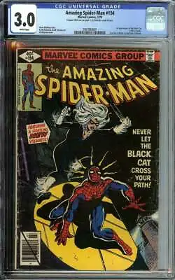 Buy Amazing Spider-man #194 Cgc 3.0 White Pages // 1st Appearance Of Black Cat 1979 • 215.87£