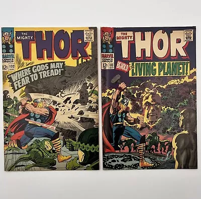 Buy Thor #132 #133 1st Appearance Ego Living Planet! Jack Kirby! Marvel 1966 • 75.11£