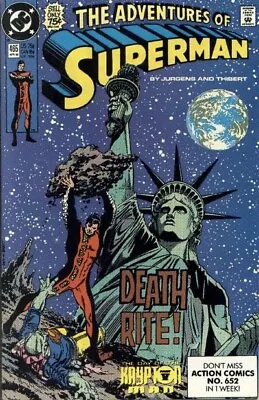Buy ADVENTURES OF SUPERMAN #465 F/VF, Direct DC Comics 1990 Stock Image • 5.53£