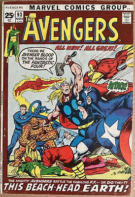Buy The Avengers #93 Nov 1971 Kree/skrull War Neal Adams Art Fantastic Four App • 49.99£