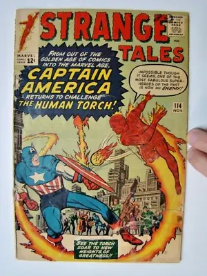 Buy Strange Tales #114 Captain America 3rd Dr Strange Jack Kirby Steve Ditko 1963 GD • 50.39£