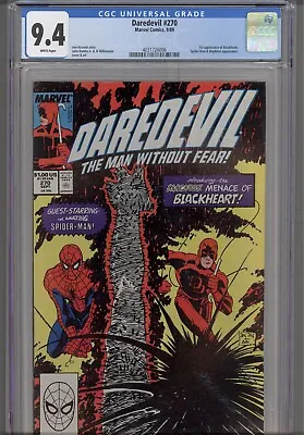 Buy Daredevil #270 CGC 9.4 1989 Marvel Comics 1st App Black Heart Spider-Man App • 67.16£