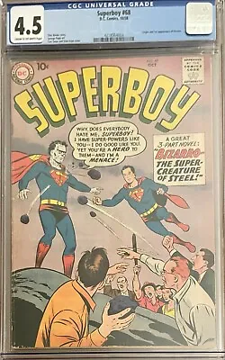 Buy Superboy #68 CGC 4.5 DC 1958 Origin 1st Bizarro Appearance Key 10 Cent Superman • 863.44£