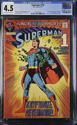 Buy Dc Comics Superman #233 (1971) Cgc 4.5 1st Print Iconic Cover Art By Neal Adams • 110£