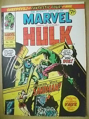 Buy COMICS- Mighty World Of MARVEL Starring The INCREDIBLE HULK, No.106, 112 Oc 1974 • 5.99£